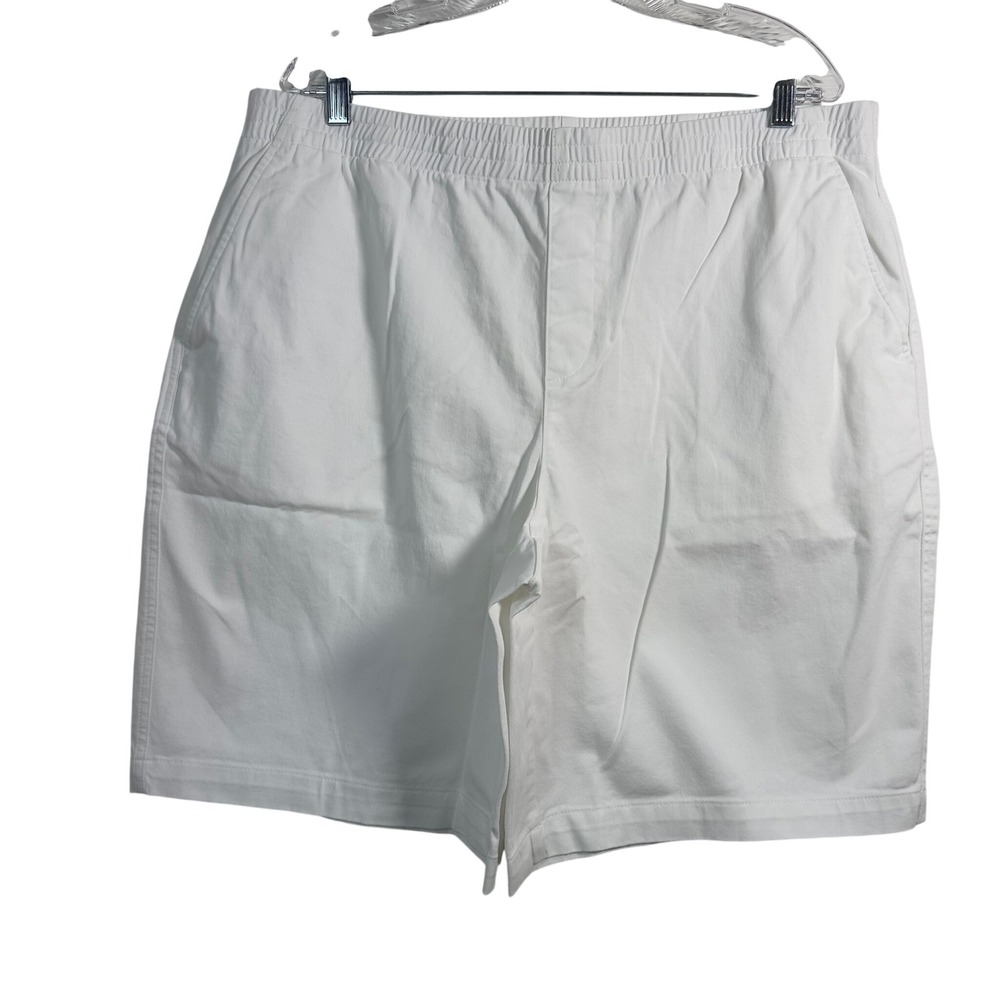 Lands End‎ Womens 18W White Pull On Chino Shorts Mid Rise Cotton Stretch